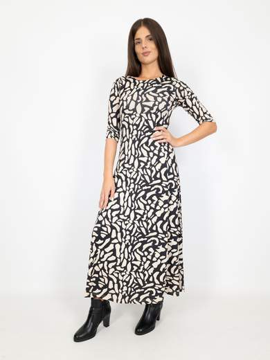 Bucle Vestito Lungo Donna A Fantasia Casual Manica Tre Quarti