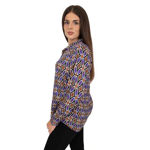 Camicetta Donna Fantasia Geometrica Maniche Lunghe Multicolor