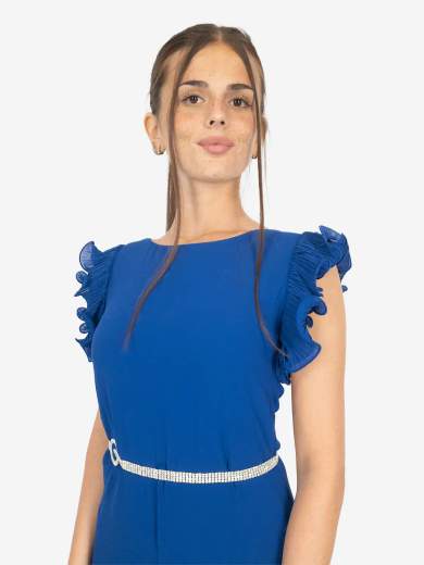 Jumpsuit Elegante Cerimonia Donna con Cintura Strass