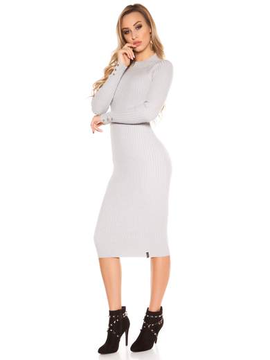 KOUCLA Abito in Maglia Lungo Midi con Schiena Scoperta Sexy