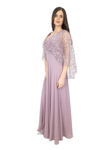 Long empire-waist chiffon formal dress