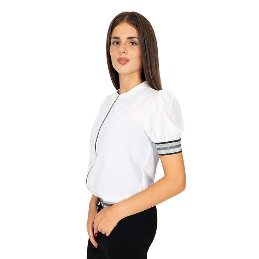 CARMEN Blusa Donna Elegante in Georgette Maniche Corte a Sbuffo
