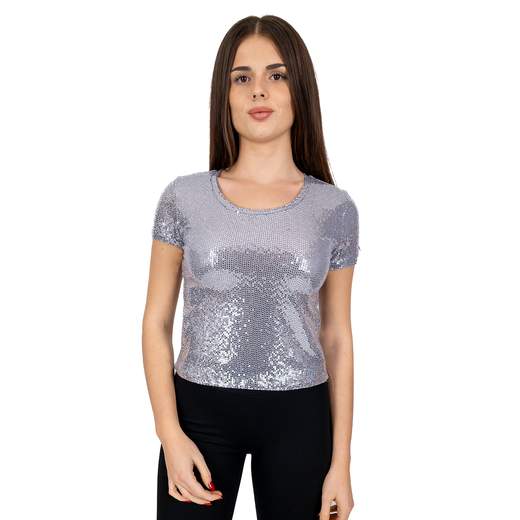 RINASCIMENTO Top Sottogiacca Donna Elegante con Finte Paillettes Manica Corta