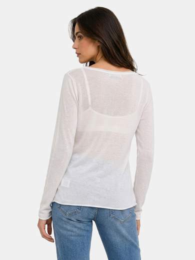 Basic Lightweight Cotton Top with Faux Raw Edge