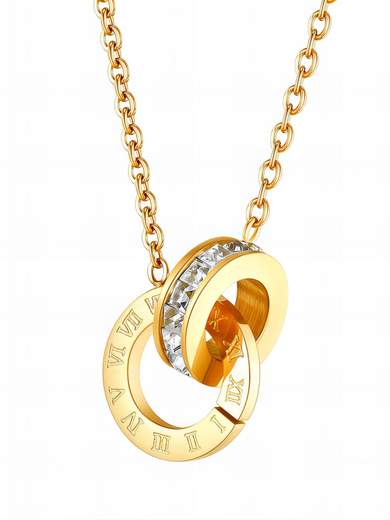 Strabello Bijoux Collana Doppio Cerchio Intrecciato con Zirconi 87703-0