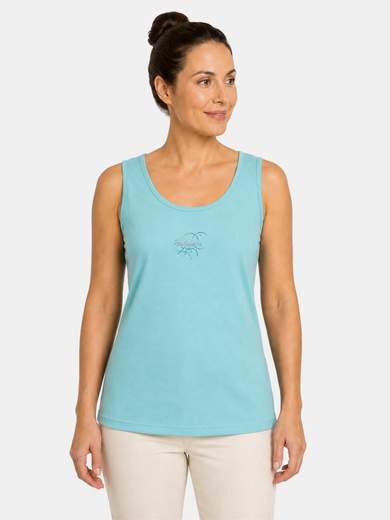 PERLARARA Canotta Donna Cotone Spallina Larga Strass C83-26