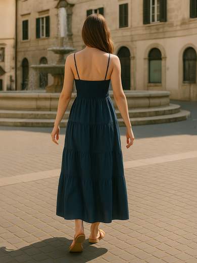 Trending Milano Vestito Estivo Donna in Cotone con Corpetto in Sangallo RB5792M1