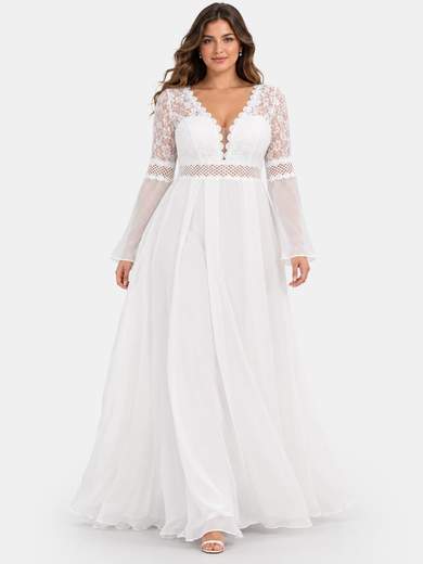 STRABELLO CERIMONIA Plus Size Chiffon Macramé Wedding Dress 7031-99060F-W