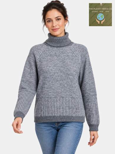 Pullover dolcevita con lavorazione jacquard mélange