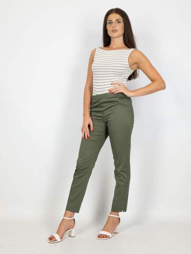 Pantaloni Estivi Donna A Vita Alta Con Elastico In Cotone