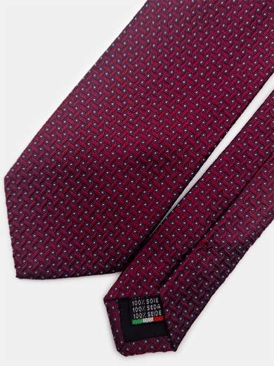 Bordeaux Geometric Silk Tie
