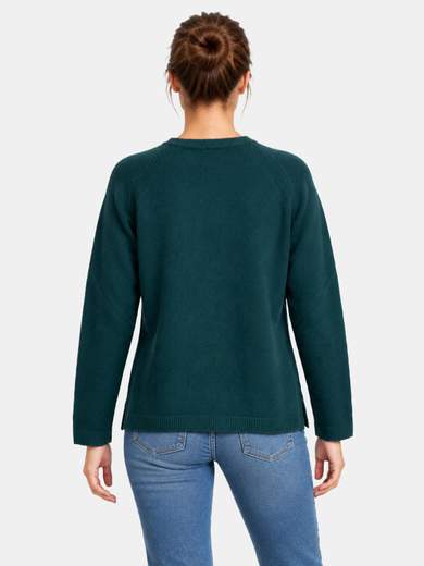 Women's Viscose Blend Crew-Neck Sweater with Textured Details
