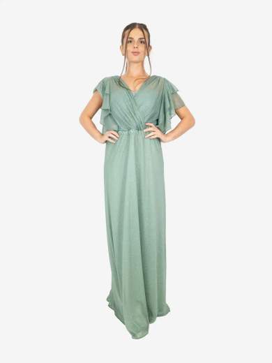 Abito curvy da cerimonia lungo con strass e stola – Taglie comode