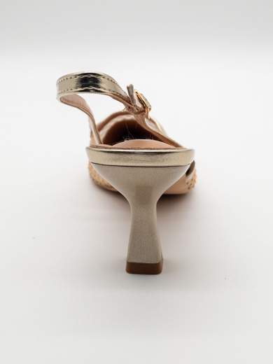 Slingback Oro a Rete con Strass e Tacco a Clessidra 7,5 cm
