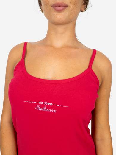 PERLARARA Canotta Donna 100% Cotone con Strass e Spalline Sottili - Made in Italy T62