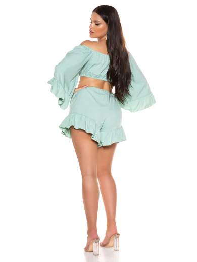 KOUCLA Completo Coordinato Top e Shorts con Volant 0000SET62108