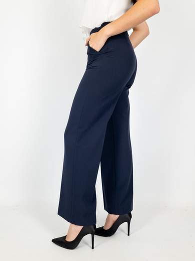 Pantaloni A Palazzo Eleganti Vita Alta Donna In Tessuto Tecnico