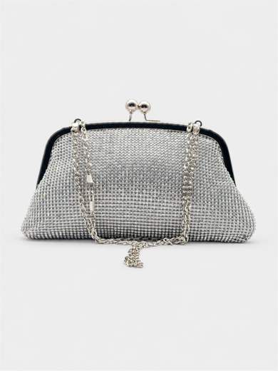 Silver Rhinestone Evening Clutch Bag