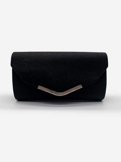 Elegant Black Evening Clutch with Rhinestones and Chain Strap