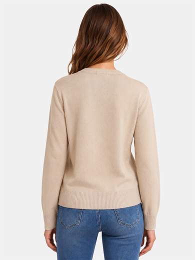 Women's Cotton Crewneck Sweater with Ribbed Finishes