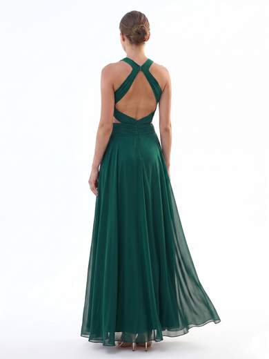 Abito Lungo da Cerimonia in Chiffon con Collo all'Americana 7007-6F