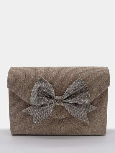 Champagne Glitter Ceremony Clutch Bag with Rhinestone Bow HL3499-champagne