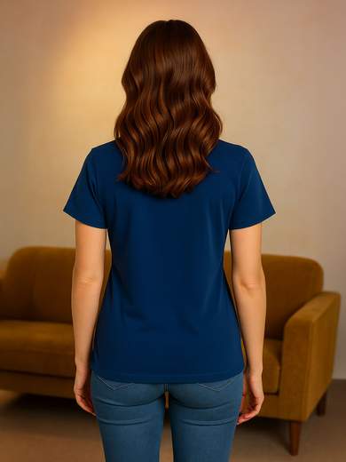 Women's Cotton Crew Neck T-shirt with Rhinestones – Casual Style