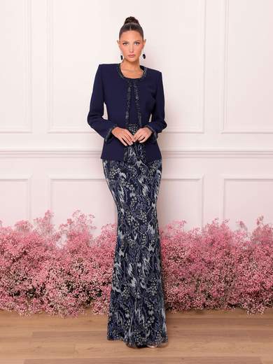 BIANCA BRANDI Abito lungo da cerimonia a sirena con giacca elegante 29352