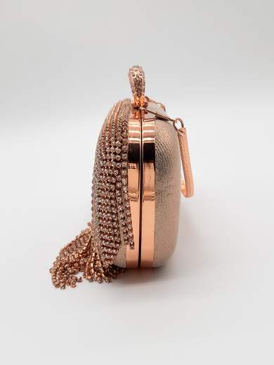 Pochette Gioiello Bronzo da Cerimonia con Strass e Frange 3604-BRONZO