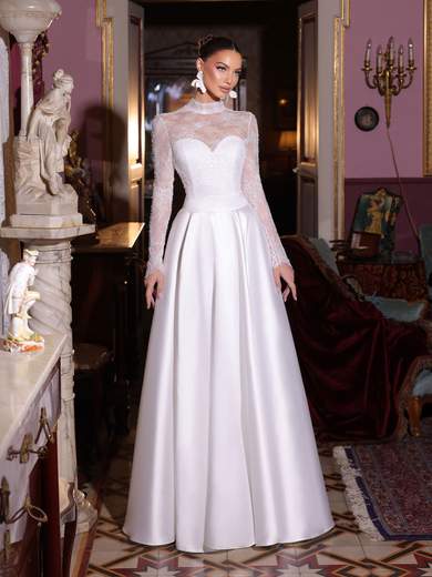 Bianca Brandi Atelier Abito da Sposa Bianco Pizzo e Mikado 80129