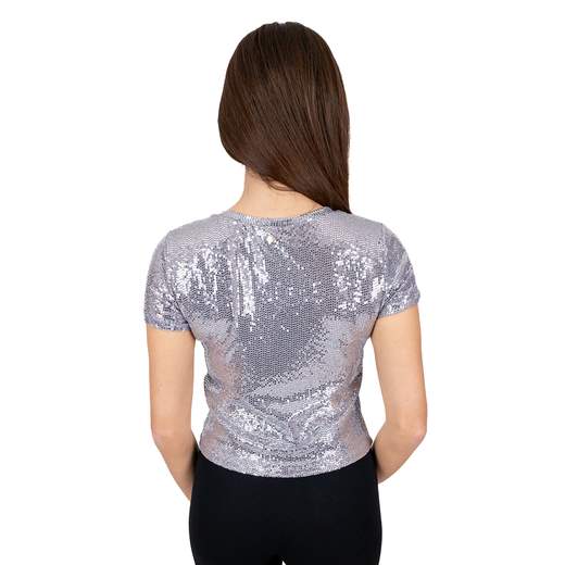 RINASCIMENTO Top Sottogiacca Donna Elegante con Finte Paillettes Manica Corta