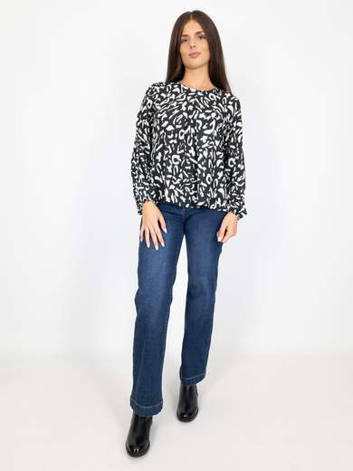 Bucle Blusa Donna Elegante A Fantasia Manica Lunga In Chiffon