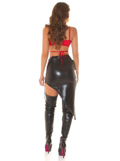 KOUCLA Top Da Sera Donna Incrociato Ecopelle Sexy Pancia Scoperta