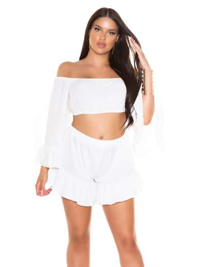 KOUCLA Completo Coordinato Top e Shorts con Volant 0000SET62108