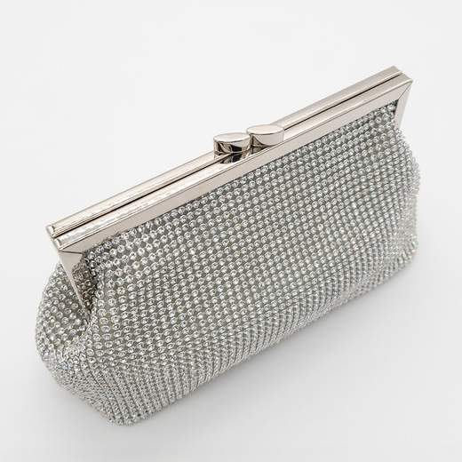 MICHELLE MOON Pochette da Cerimonia in Argento con Strass e Tracolle V6056-ARGENTO