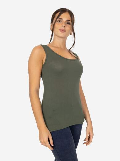 Slim Fit Women’s Tank Top with Wide Straps in Stretch Viscose