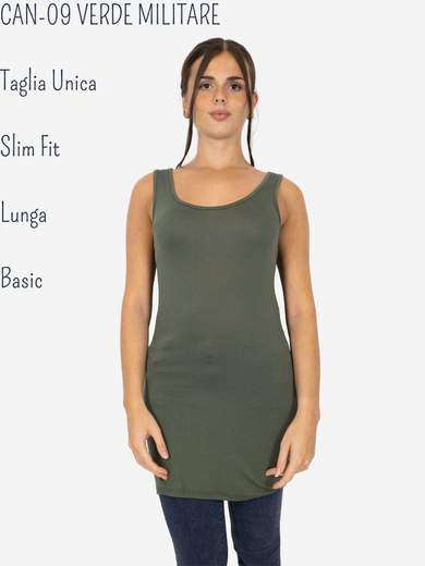 STRABELLO Canotta Donna Slim Fit Lunga in Viscosa – Modello Basic CAN-09