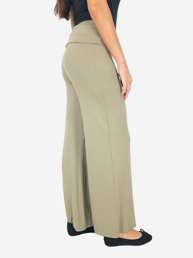 Pantaloni sportivi elasticizzati a palazzo in viscosa con fascia vita alta