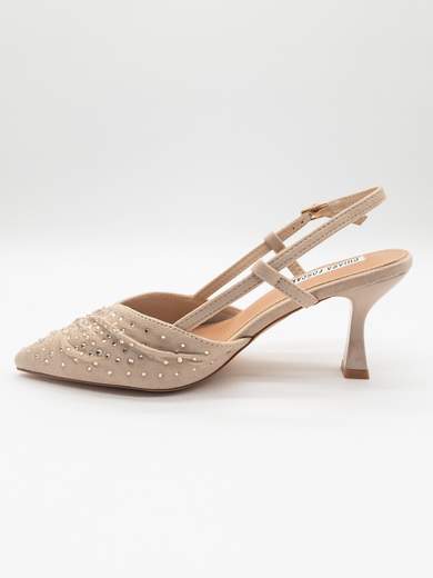Slingback pumps with rhinestones and hourglass heel