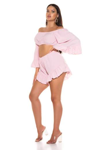 KOUCLA Completo Coordinato Top e Shorts con Volant 0000SET62108