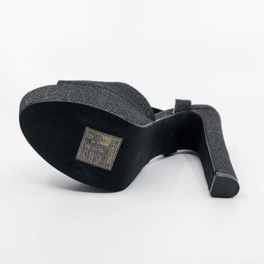 Sandali Con Plateau Eleganti Neri Cerimonia Glitterati