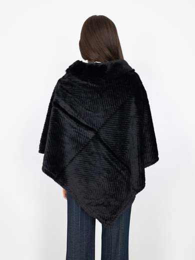 Poncho Donna Invernale Elegante in Pelliccia Sintetica