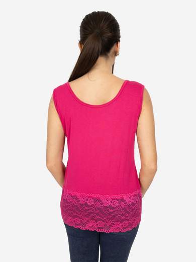 STRABELLO Canotta Donna Spalla Larga con Bordo in Pizzo Oversize CAN-06