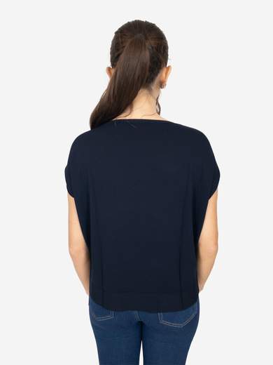 Maglia donna girocollo in viscosa con maniche scese