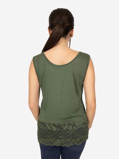 STRABELLO Canotta Donna Spalla Larga con Bordo in Pizzo Oversize CAN-06