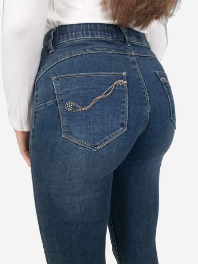 Jeans Jeggings Blu Denim Donna Fascia Elastica