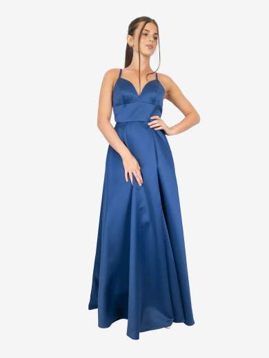 BIANCA BRANDI Abito lungo da cerimonia con spacco e stola 29284