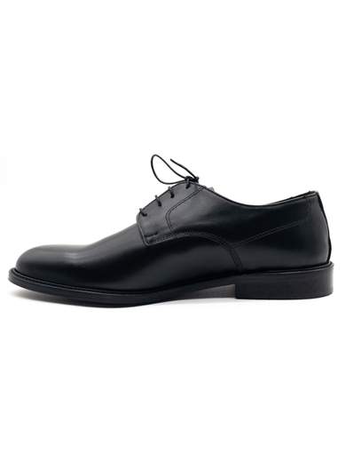 Men's Black Leather Derby Shoes with Leather Sole