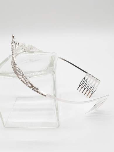 Corona Argento per 18esimo Compleanno con Strass e Pettine