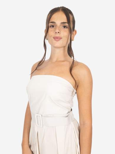 Women's cotton summer dress with belt – Strapless